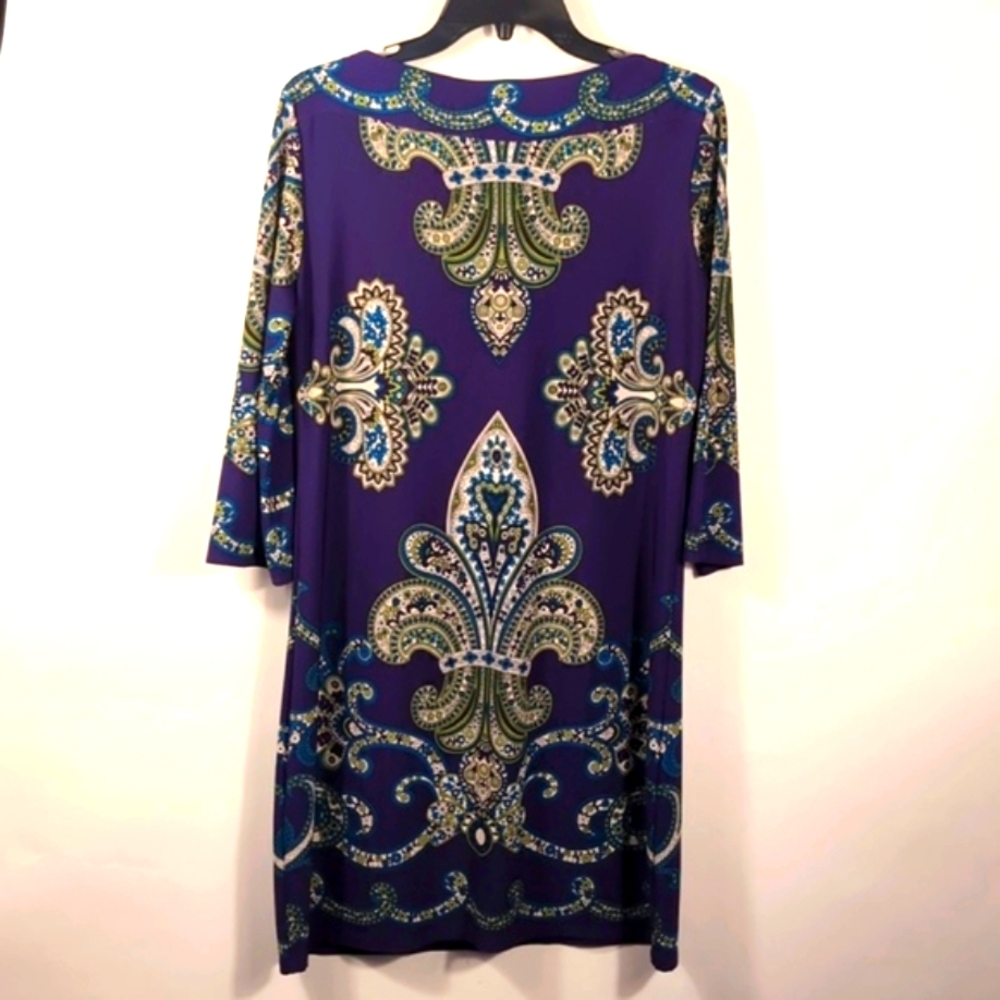 London Times Vintage Women's Purple and green Paisley print Dress Size 10P